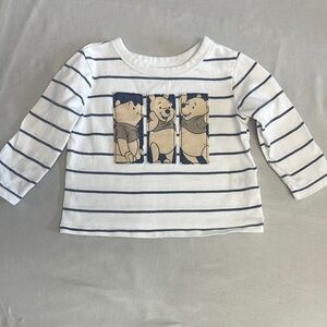 Disney - Winnie the pooh - White and Blue Long Sleeve Tee with Graphic Design